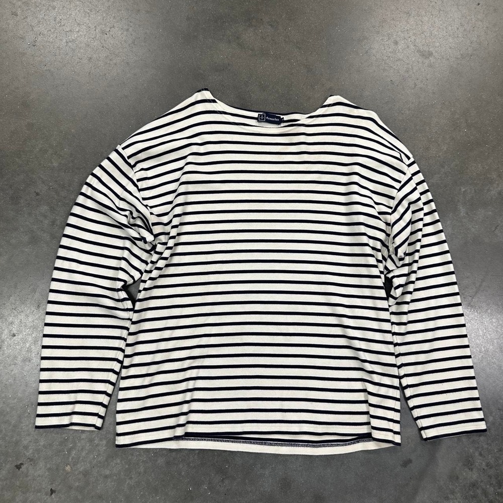 *SOLD* Armor Lux white + navy striped long sleeve sailor tee Size 5 [Large]
